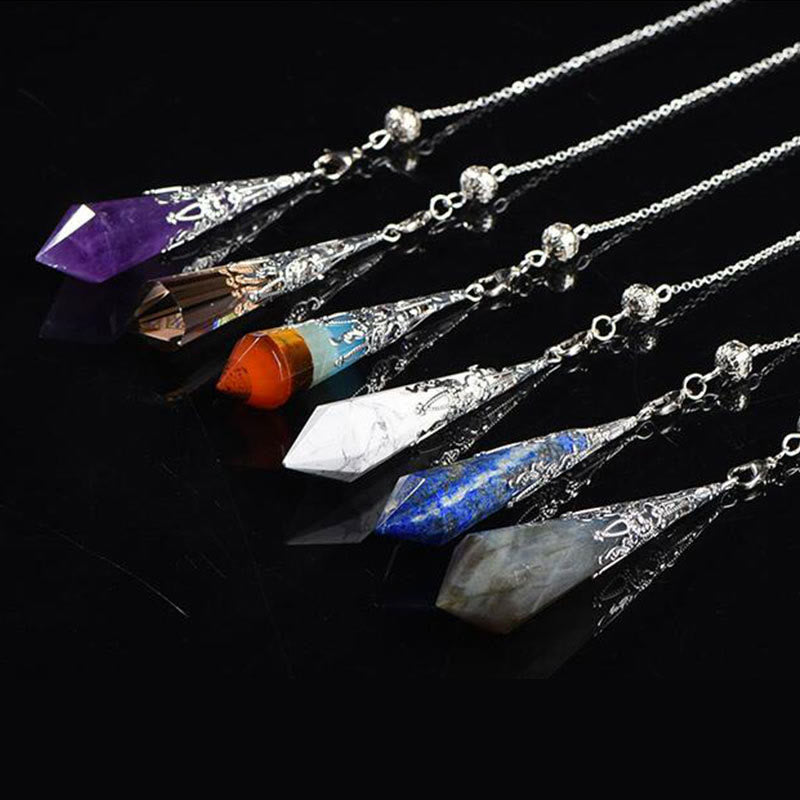 Olivenorma 24 Styles Natural Gemstones Crystal Dowsing Pendulum