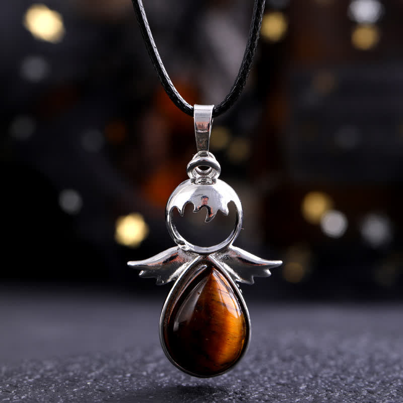 Olivenorma Angel Wing Crystal Drop Pendant Necklace