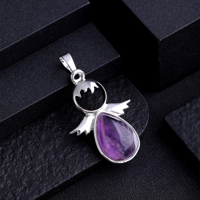 Olivenorma Angel Wing Crystal Drop Pendant Necklace