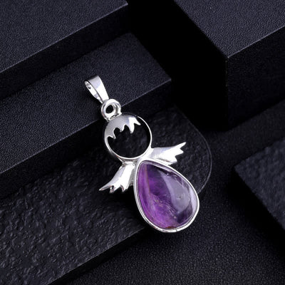 Olivenorma Angel Wing Crystal Drop Pendant Necklace