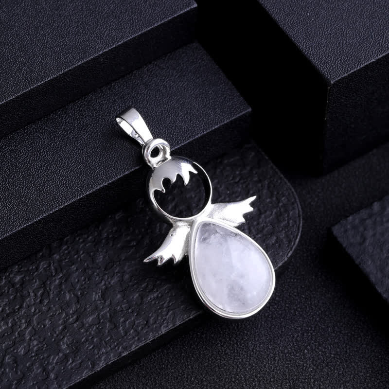 Olivenorma Angel Wing Crystal Drop Pendant Necklace