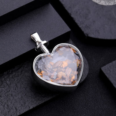 Olivenorma Natural Colorful Gravel Heart Glass Pendant Necklace