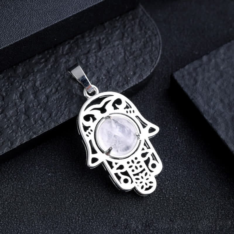 Olivenorma Natural Stone Hamsa Symbol Pendant Necklace