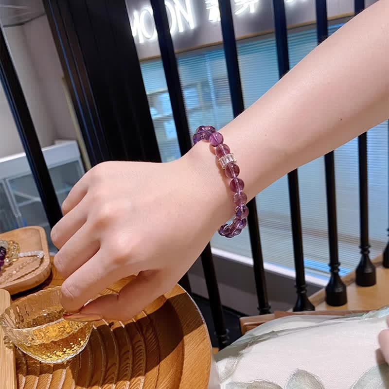 Olivenorma "Previewer" Natürlicher Amethyst-Perlenarmband