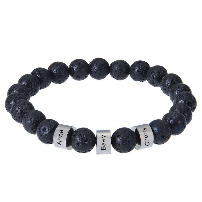Olivenorma Natursteinperlen Armband mit individueller Namensgravur 