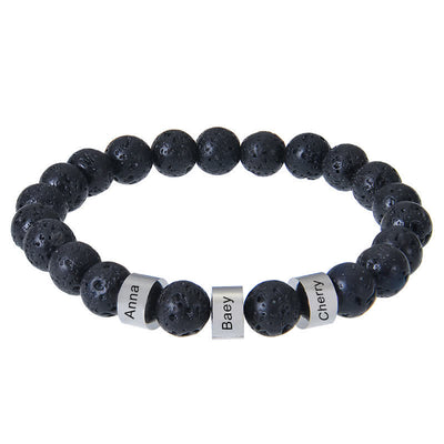 Olivenorma Natursteinperlen Armband mit individueller Namensgravur 