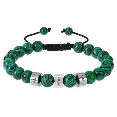 Olivenorma Natursteinperlen Armband mit individueller Namensgravur 