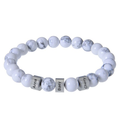 Olivenorma Natursteinperlen Armband mit individueller Namensgravur 