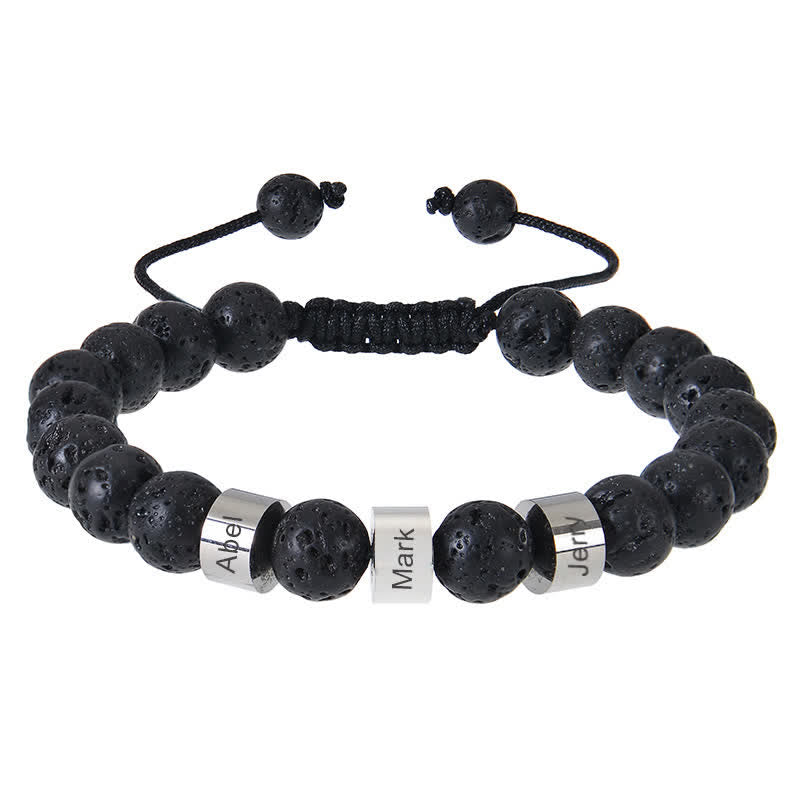 Olivenorma Natursteinperlen Armband mit individueller Namensgravur 
