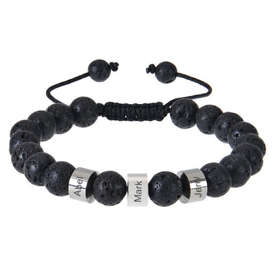Olivenorma Natursteinperlen Armband mit individueller Namensgravur 