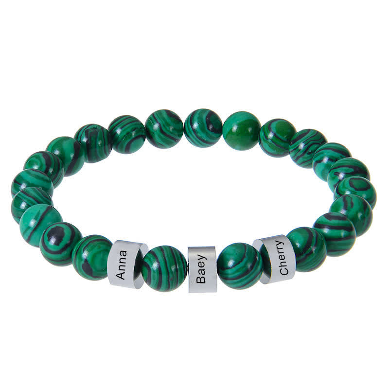 Olivenorma Natursteinperlen Armband mit individueller Namensgravur 