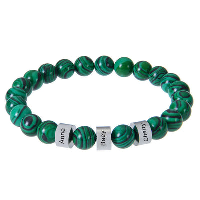 Olivenorma Natursteinperlen Armband mit individueller Namensgravur 