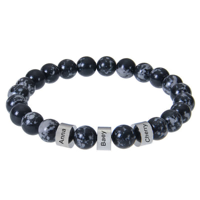 Olivenorma Natursteinperlen Armband mit individueller Namensgravur 