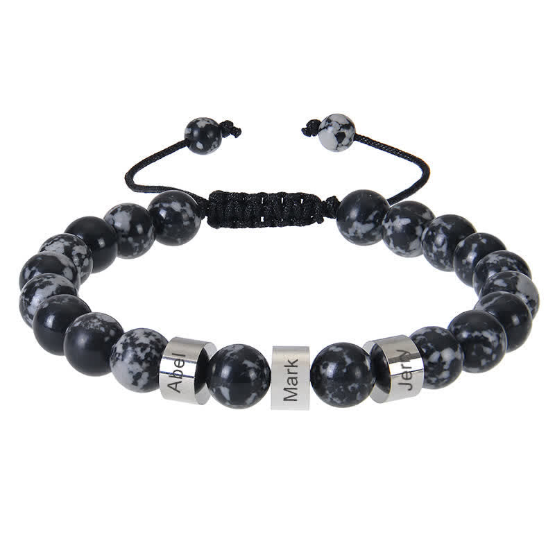 Olivenorma Natursteinperlen Armband mit individueller Namensgravur 