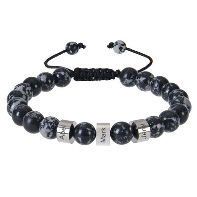 Olivenorma Natursteinperlen Armband mit individueller Namensgravur 