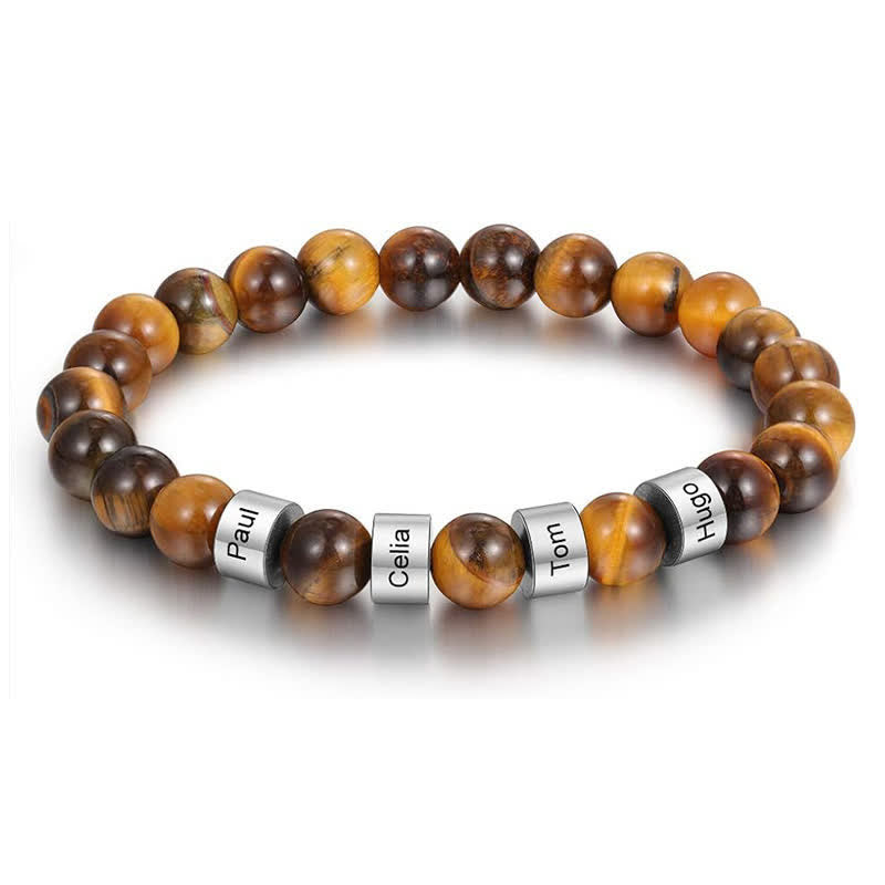 Olivenorma Natursteinperlen Armband mit individueller Namensgravur 