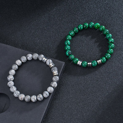 Olivenorma Natursteinperlen Armband mit individueller Namensgravur 