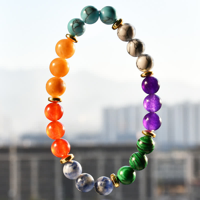 Olivenorma Chakra Perlenarmband