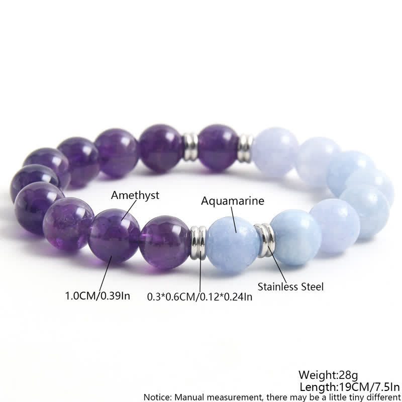 Olivenorma Aquamarin Amethyst Perlenarmband