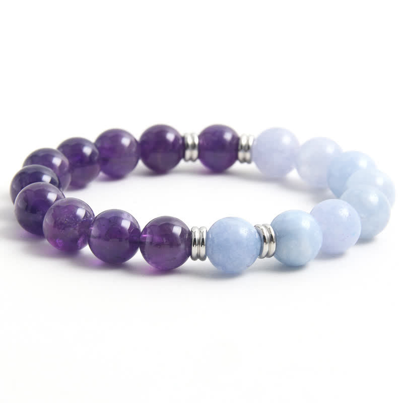 Olivenorma Aquamarin Amethyst Perlenarmband