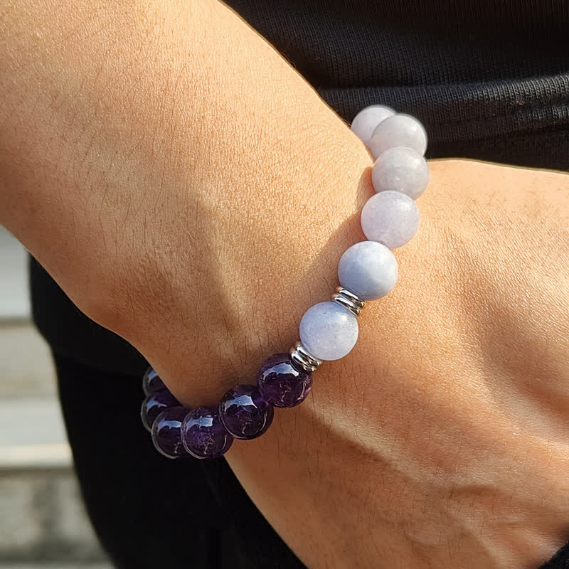 Olivenorma Aquamarin Amethyst Perlenarmband