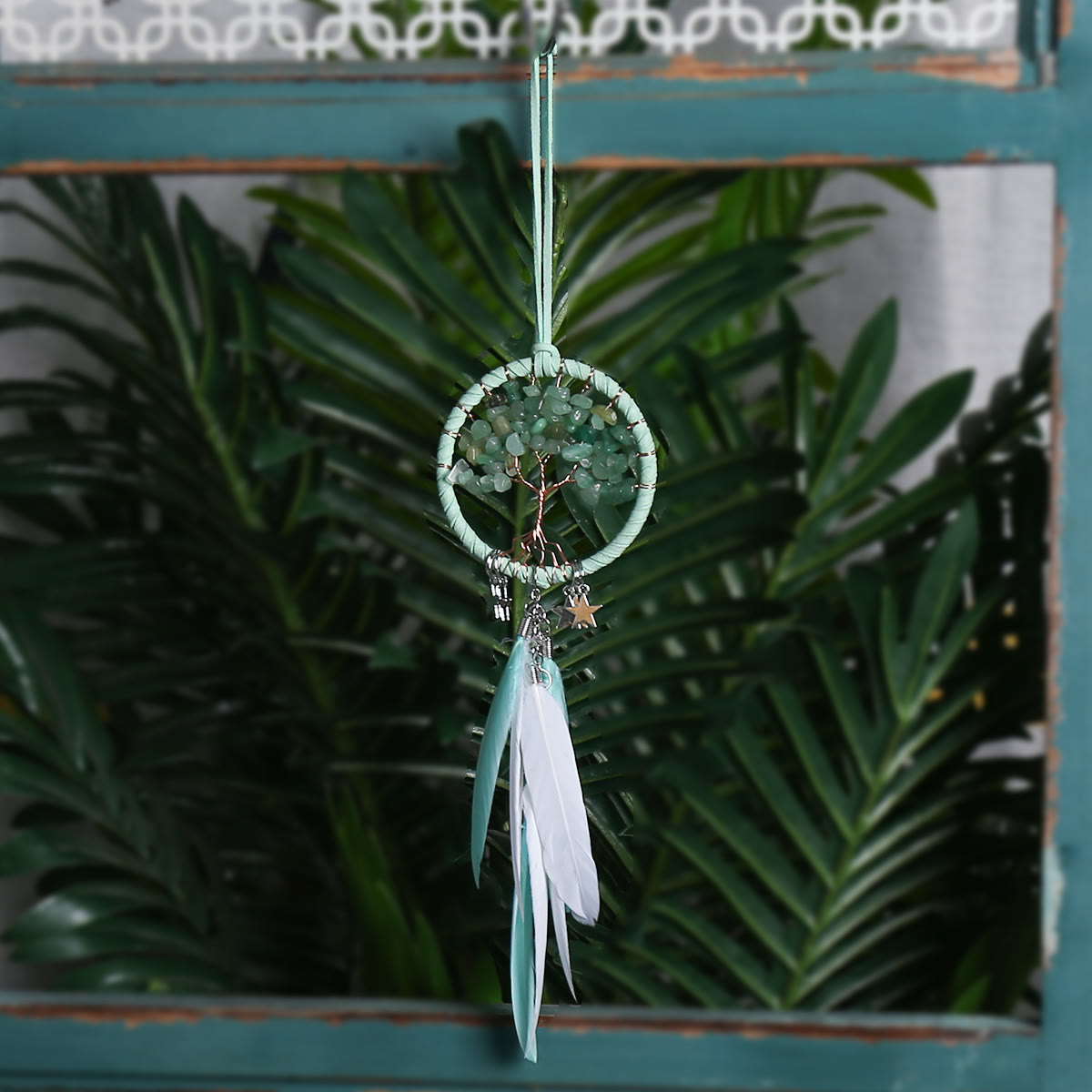 Olivenorma Tree of Life Gemstone Dream Catcher Hanging Ornament