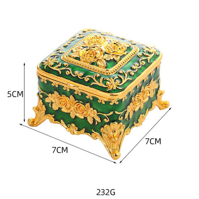 Olivenorma Exquisite Engraved Rose Metal Jewelry Box