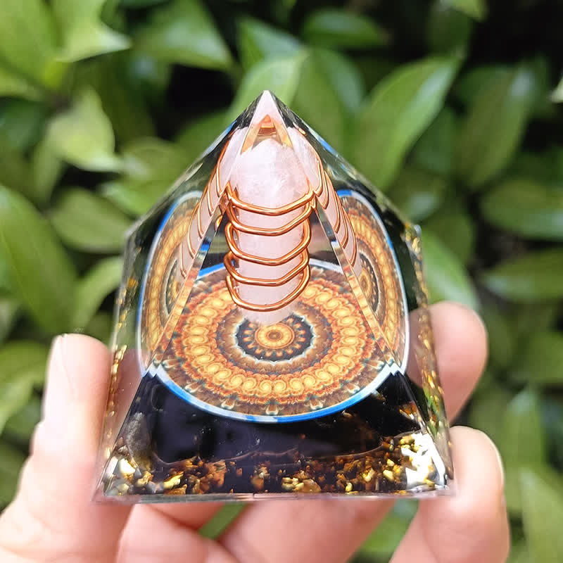 Olivenorma Energy Hexagonal Prism Clear Crystal Obsidian Orgon-Pyramide