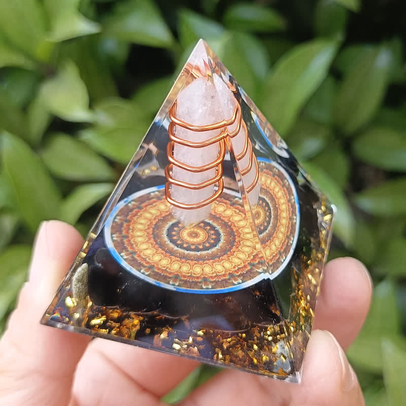 Olivenorma Energy Hexagonal Prism Clear Crystal Obsidian Orgon-Pyramide