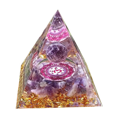 Olivenorma Energie Amethyst Kugel Om Symbol Orgon-Pyramide 