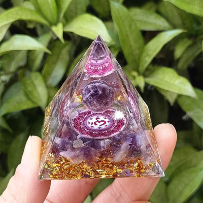 Olivenorma Energie Amethyst Kugel Om Symbol Orgon-Pyramide 