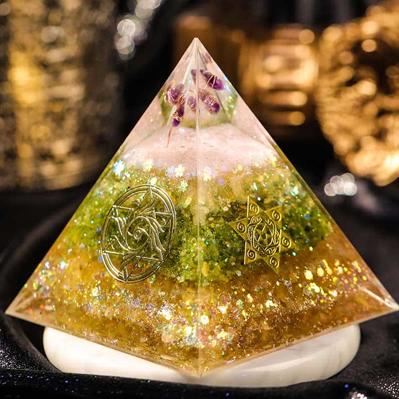 Olivenorma "Blessings" Amethyst Peridot Citrin Orgon-Pyramide