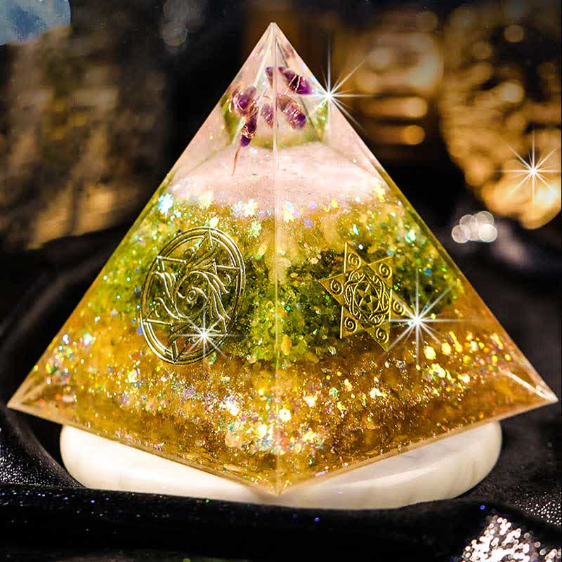 Olivenorma "Blessings" Amethyst Peridot Citrin Orgon-Pyramide