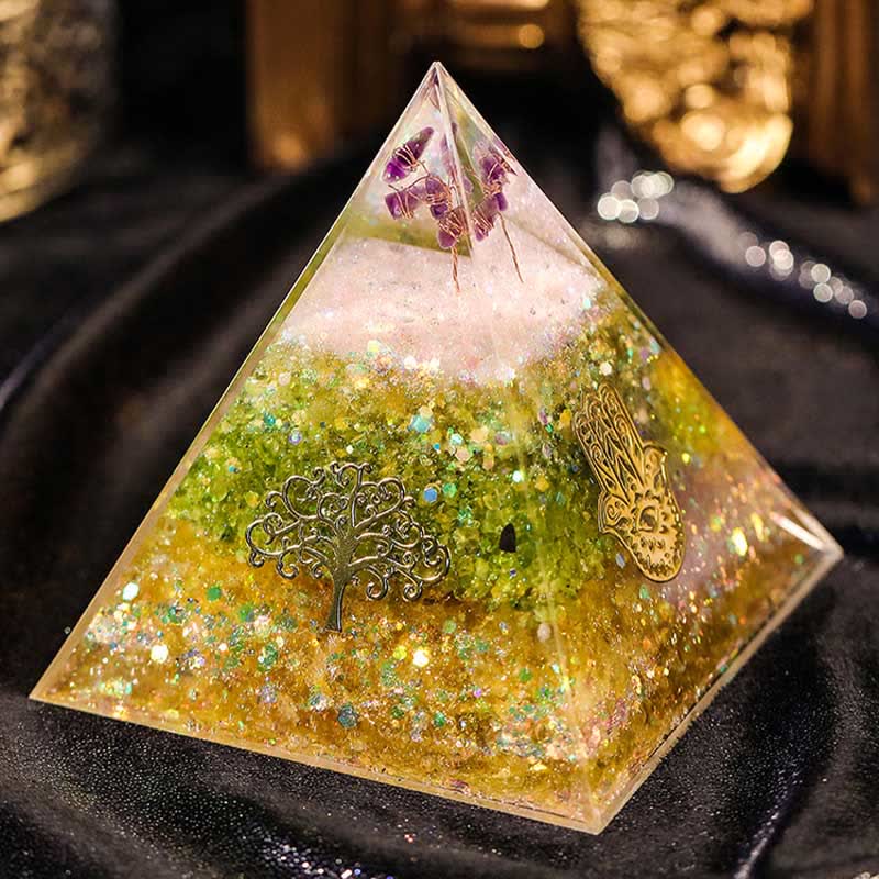 Olivenorma "Blessings" Amethyst Peridot Citrin Orgon-Pyramide