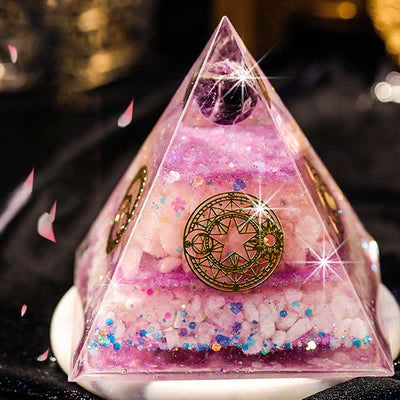 Olivenorma "Perfect Love" Amethyst Rosenquarz Orgon-Pyramide 