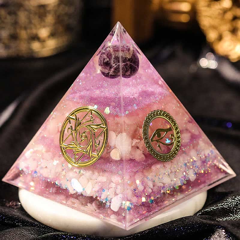 Olivenorma "Perfect Love" Amethyst Rosenquarz Orgon-Pyramide 