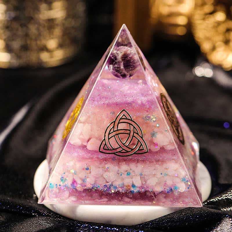 Olivenorma "Perfect Love" Amethyst Rosenquarz Orgon-Pyramide 