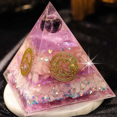 Olivenorma "Perfect Love" Amethyst Rosenquarz Orgon-Pyramide 