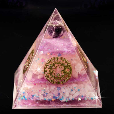 Olivenorma "Perfect Love" Amethyst Rosenquarz Orgon-Pyramide 