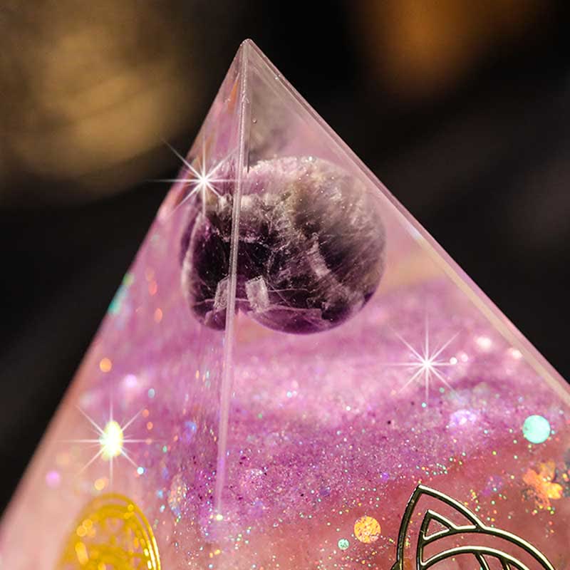 Olivenorma "Perfect Love" Amethyst Rosenquarz Orgon-Pyramide 