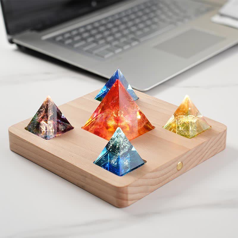 Olivenorma Bunte Glas Kristall Orgon-Pyramide 