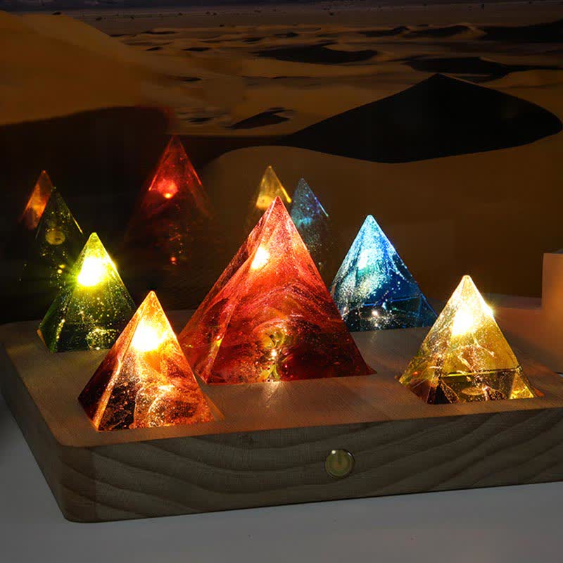 Olivenorma Bunte Glas Kristall Orgon-Pyramide 