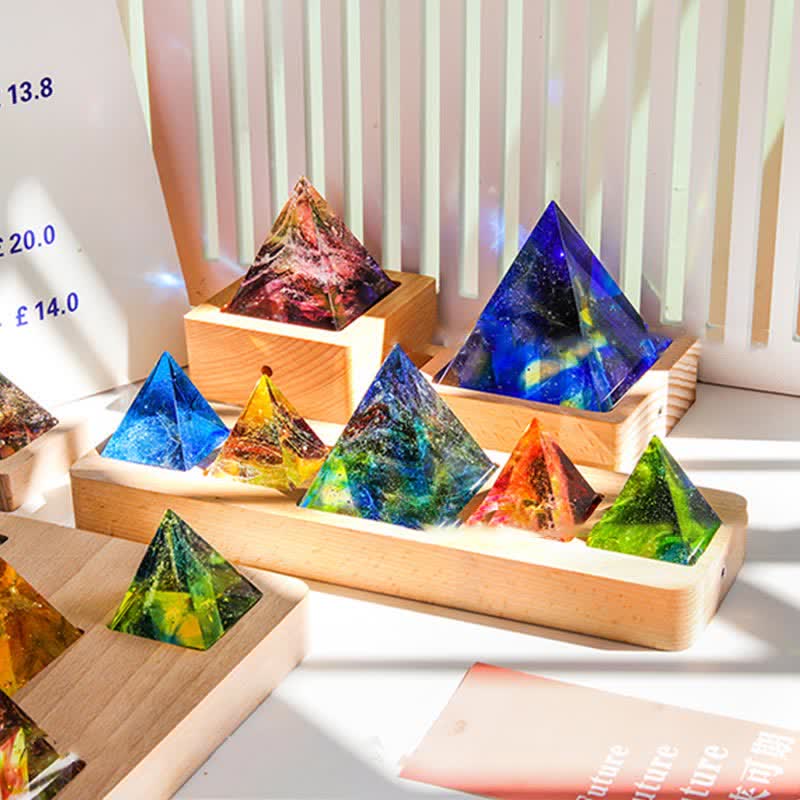 Olivenorma Bunte Glas Kristall Orgon-Pyramide 