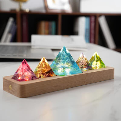 Olivenorma Bunte Glas Kristall Orgon-Pyramide 