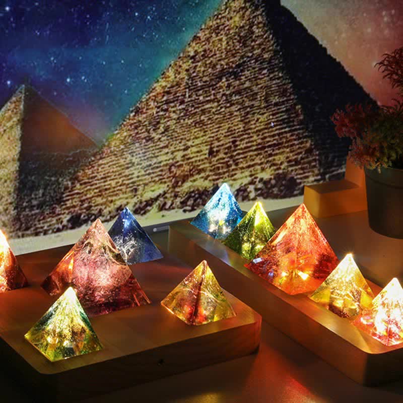 Olivenorma Bunte Glas Kristall Orgon-Pyramide 