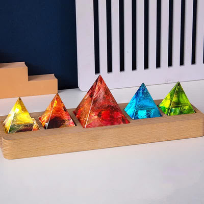 Olivenorma Bunte Glas Kristall Orgon-Pyramide 