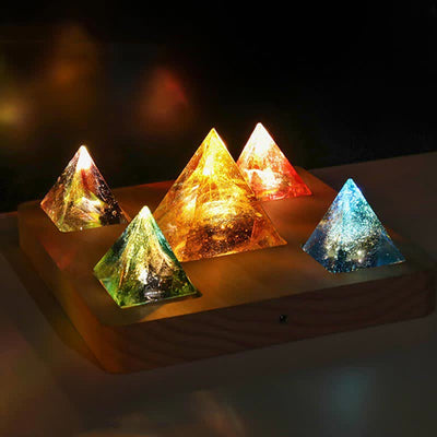 Olivenorma Bunte Glas Kristall Orgon-Pyramide 