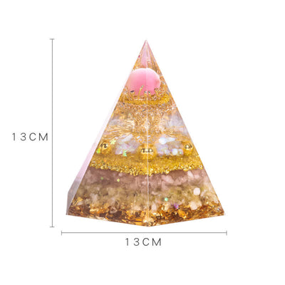 Olivenorma Glücksbringer Naturstein sechseckige Orgon-Pyramide 