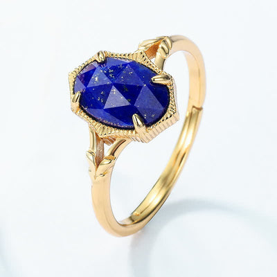 Olivenorma Lapis Lazuli Weißer Zirkon Doppelter Ringsatz