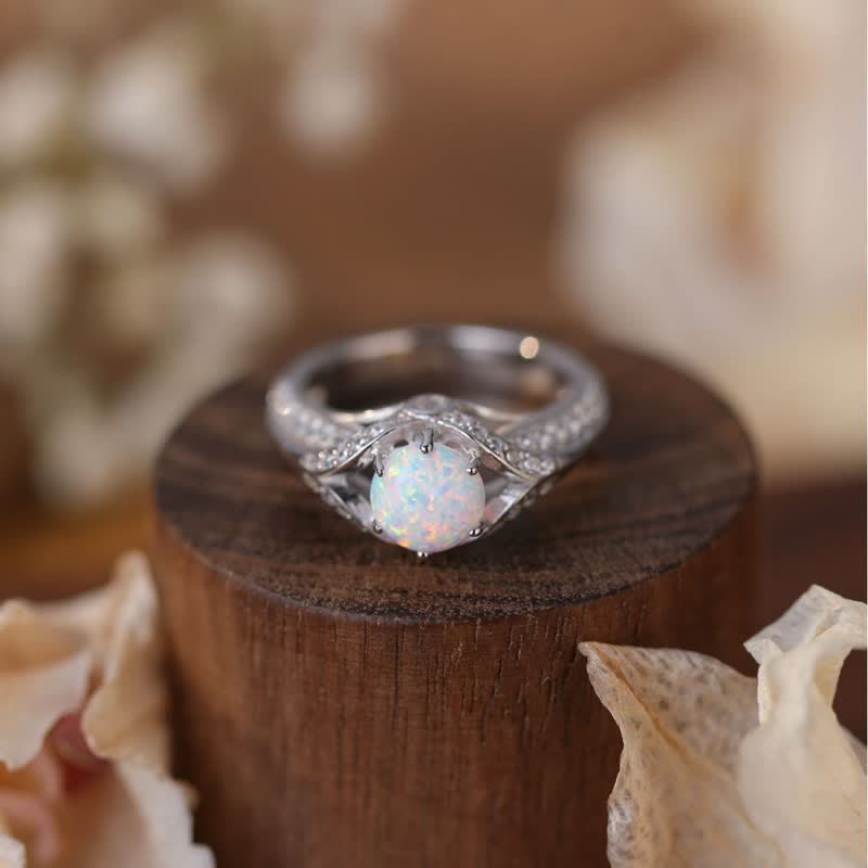 Olivenorma Natürlicher Opal Licht Luxus Ring 